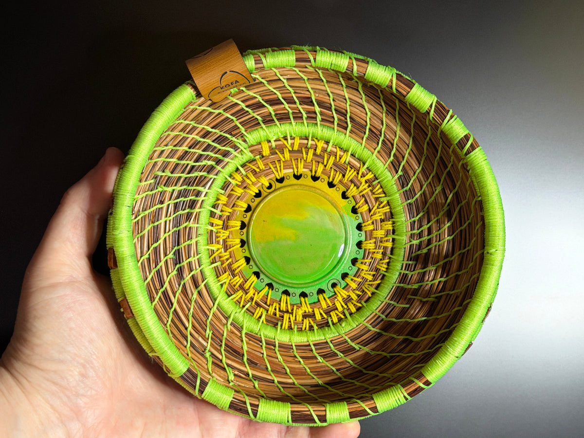 Green Coiled Pine Needle Basket