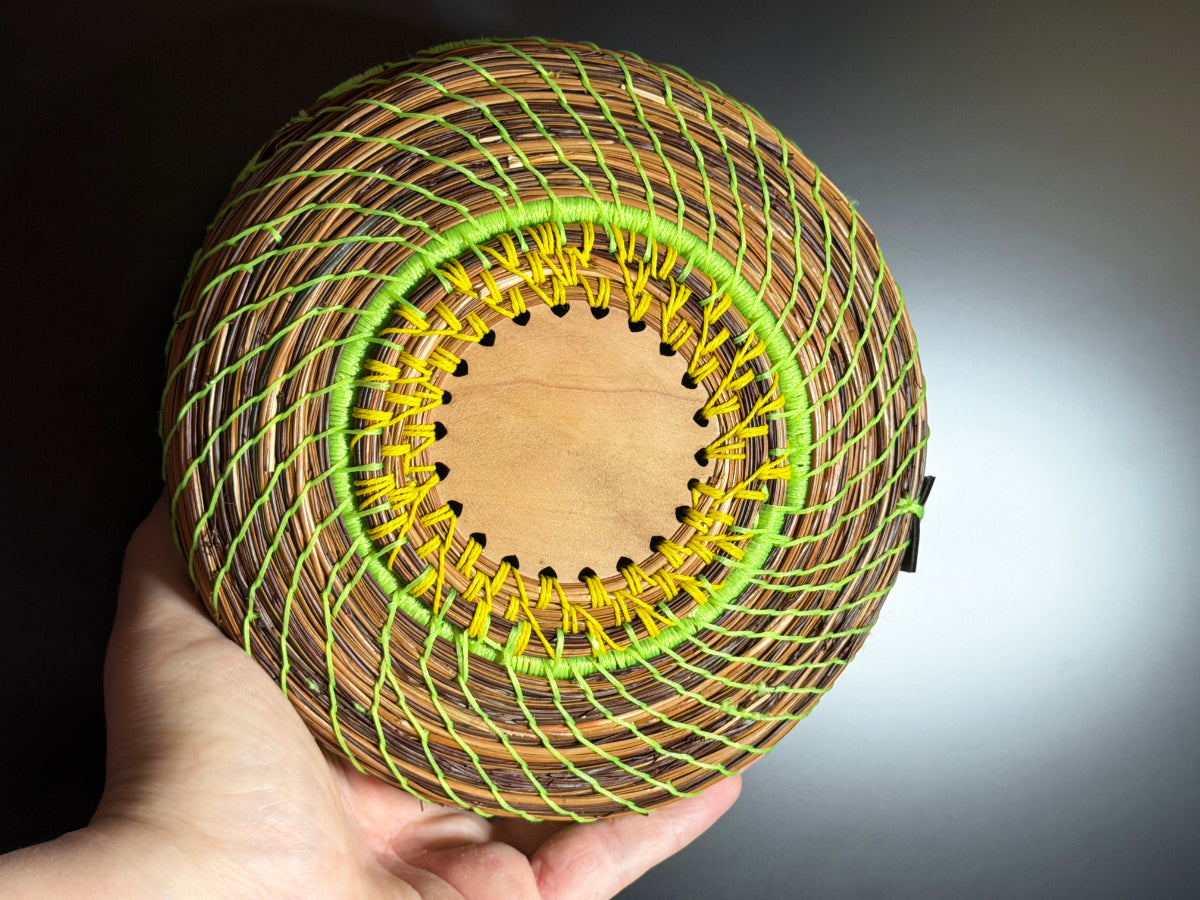 Green Coiled Pine Needle Basket