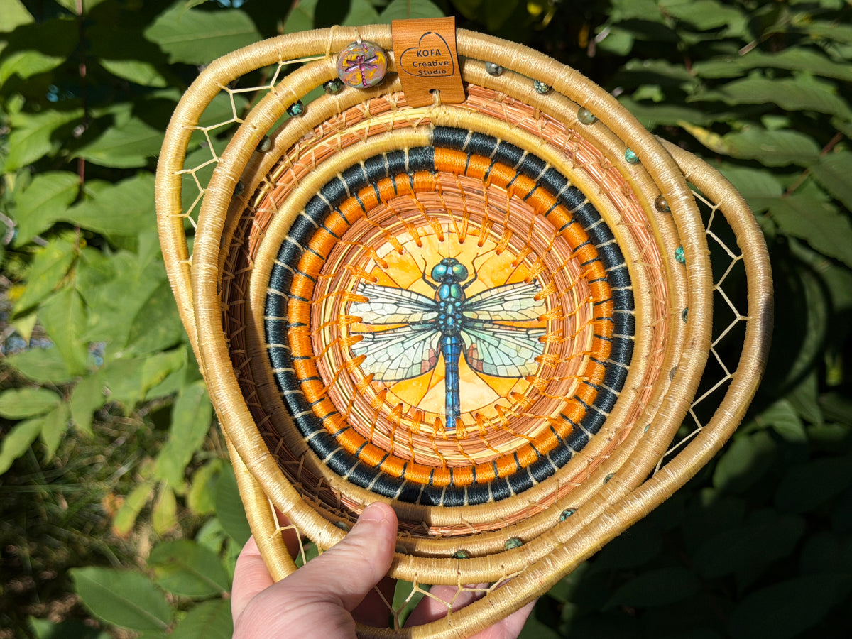 Dragonfly Coiled Pine Needle Basket
