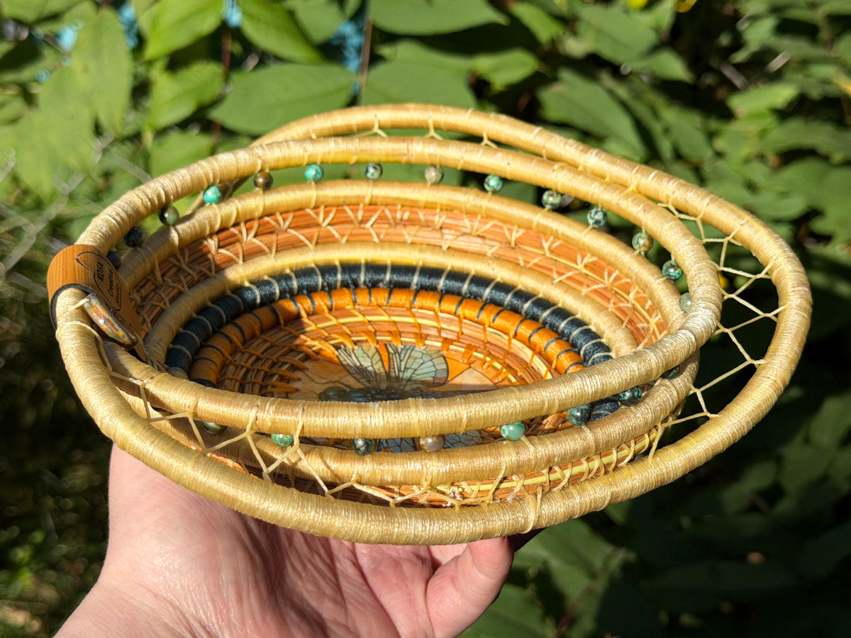 Dragonfly Coiled Pine Needle Basket