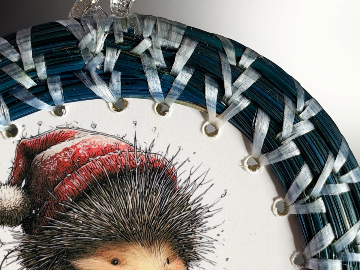Hedgehog Center Coiled Pine Needle Ornament