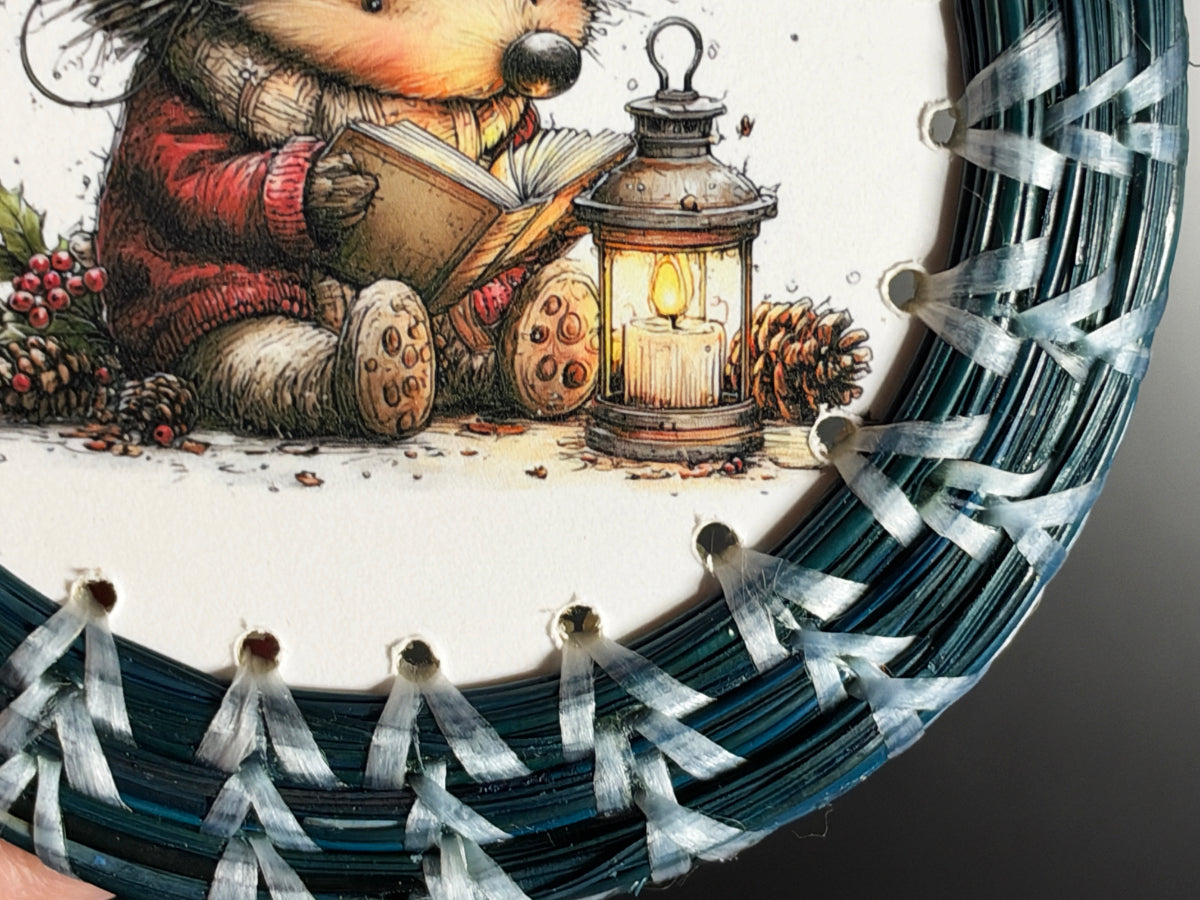 Hedgehog Center Coiled Pine Needle Ornament