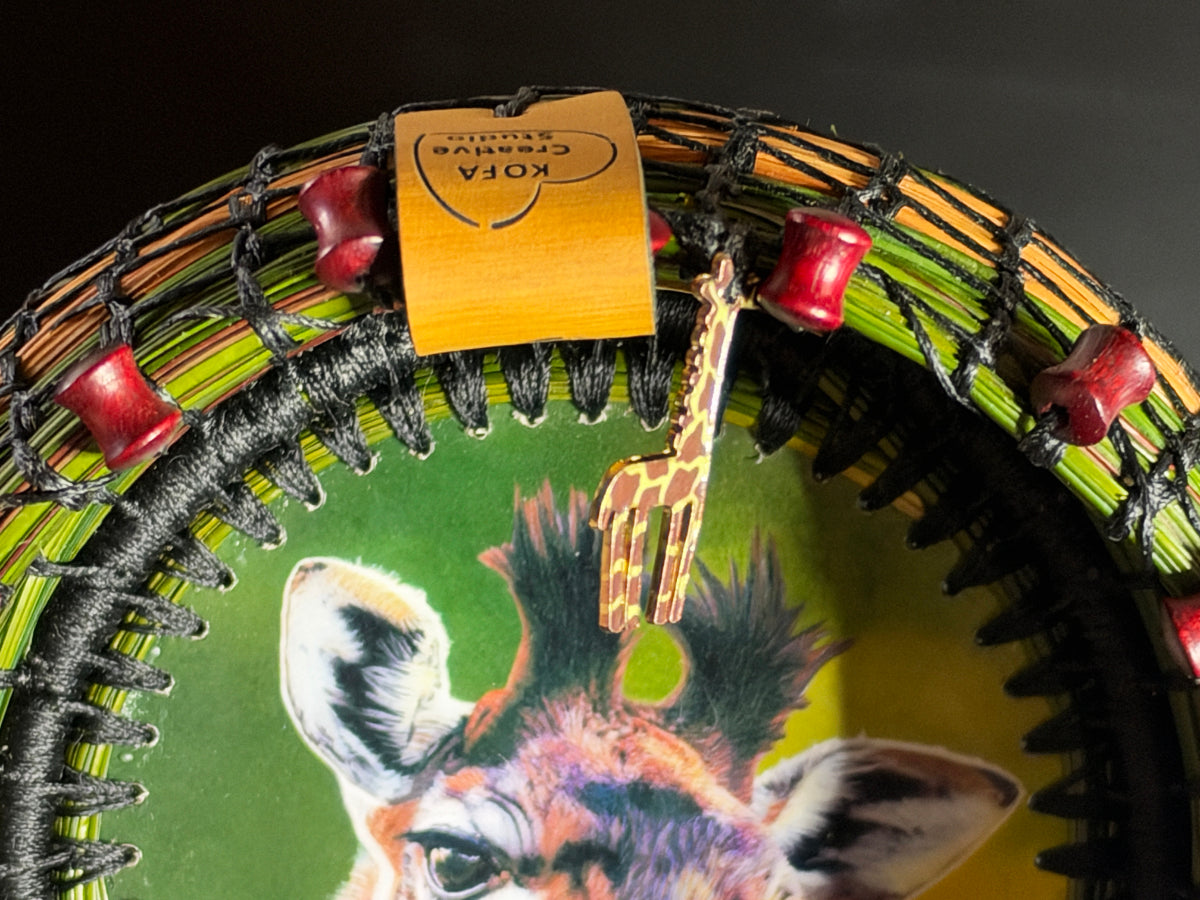 Giraffe Coiled Pine Needle Basket