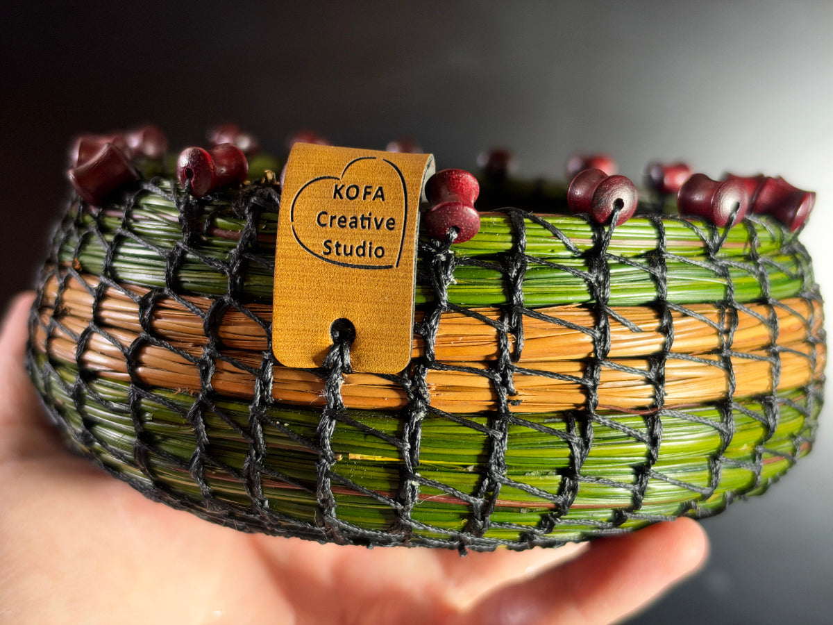 Giraffe Coiled Pine Needle Basket