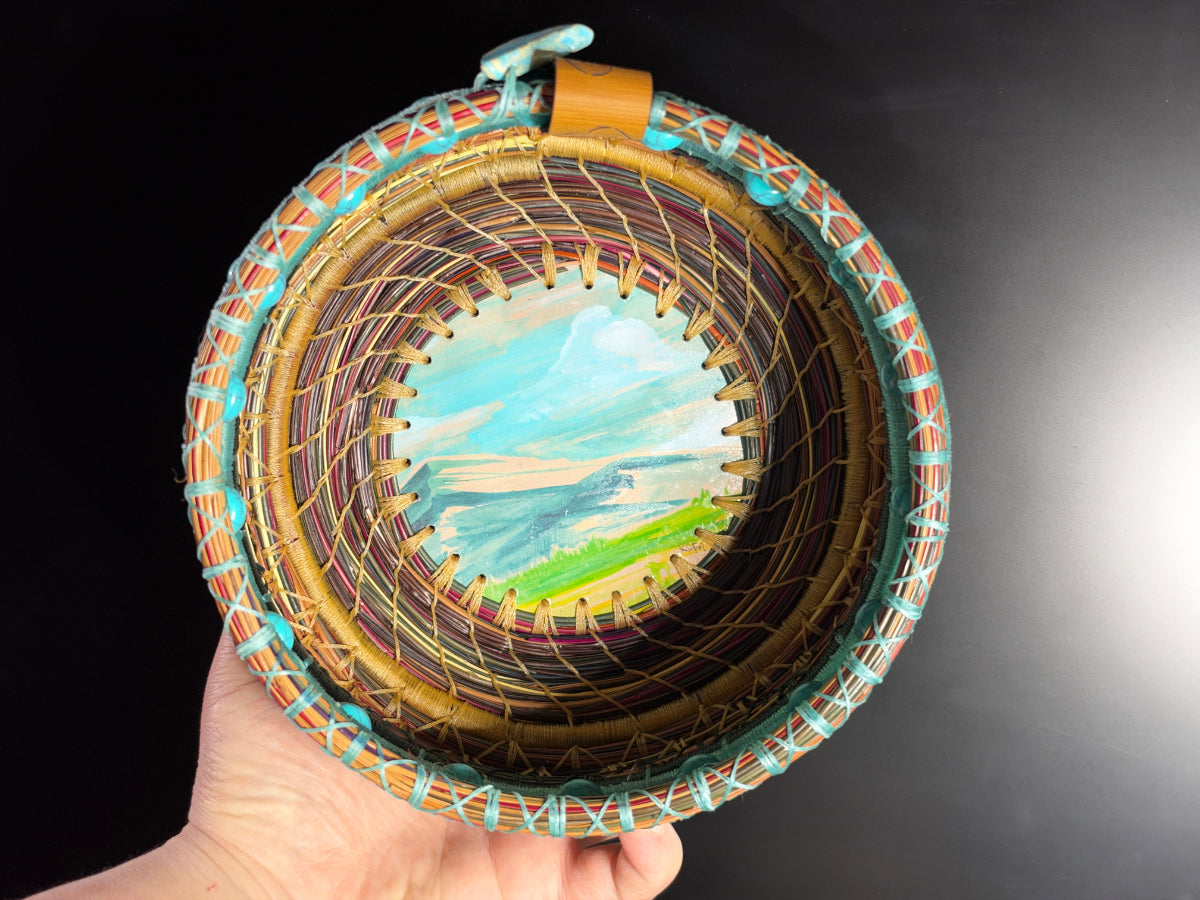 Mountains and Sky Coiled Pine Needle Basket