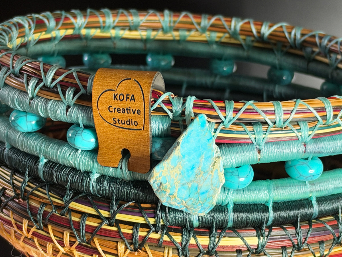 Mountains and Sky Coiled Pine Needle Basket