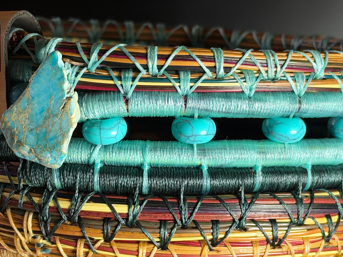 Mountains and Sky Coiled Pine Needle Basket