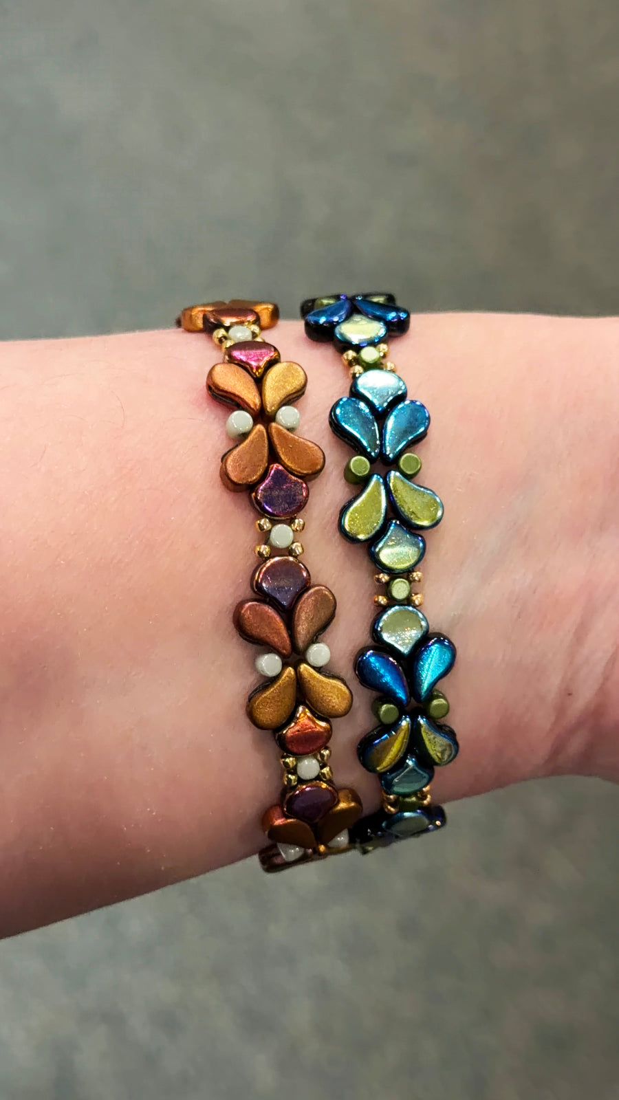 Iridescent Blue and Bronze Paisley Bracelet