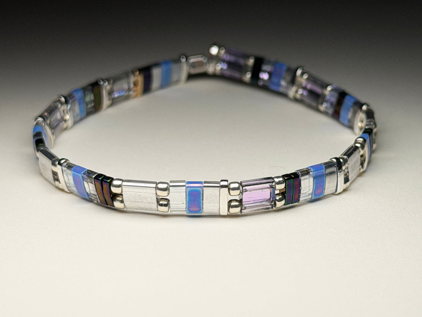 Purple Perfection Stretch And Stack Bracelets Single (mostly silver)