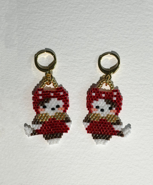 Strawberry Cat Leverback Earrings