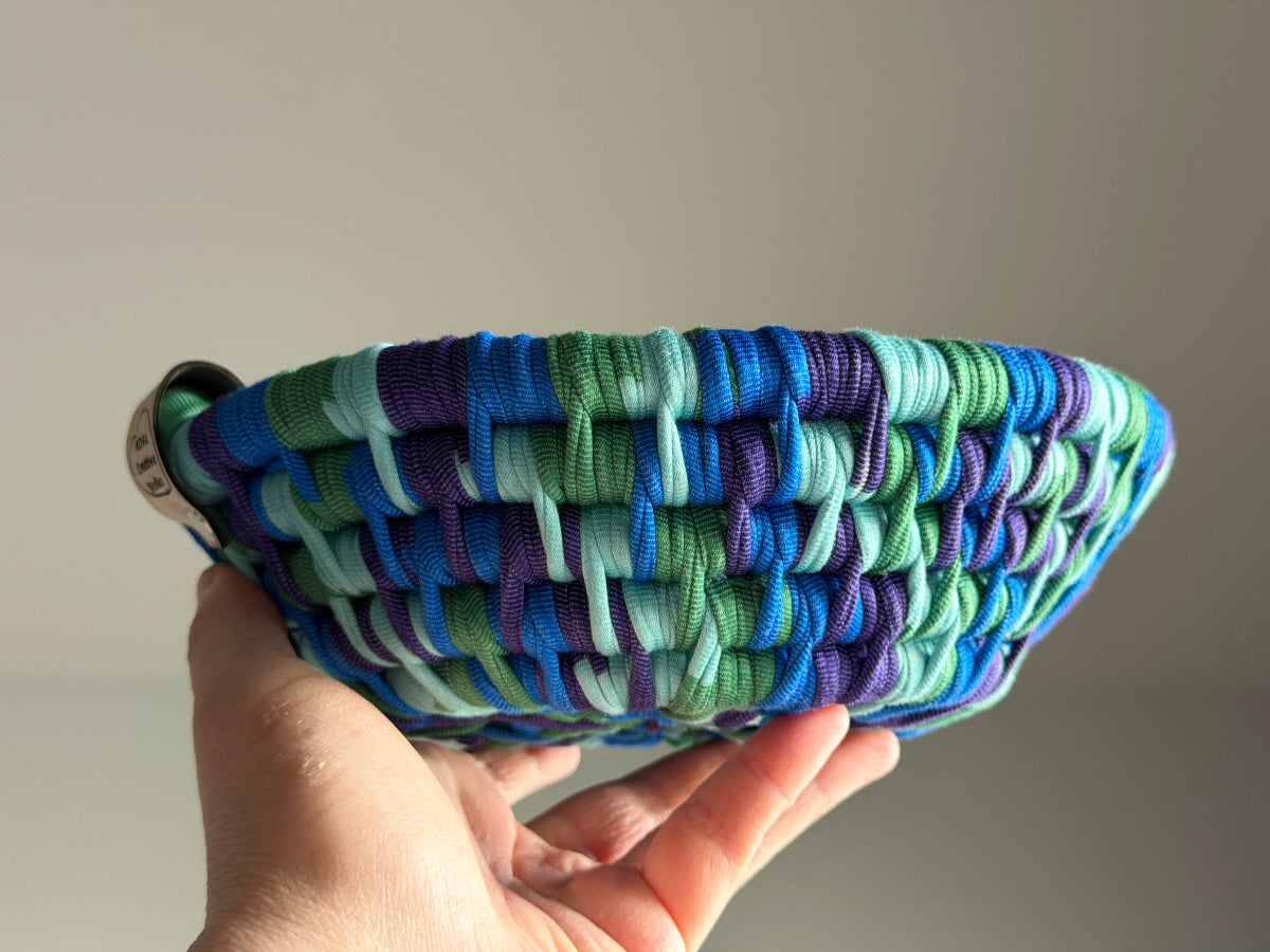 Large Bright Blue, Purple and Green Ecoweave Basket