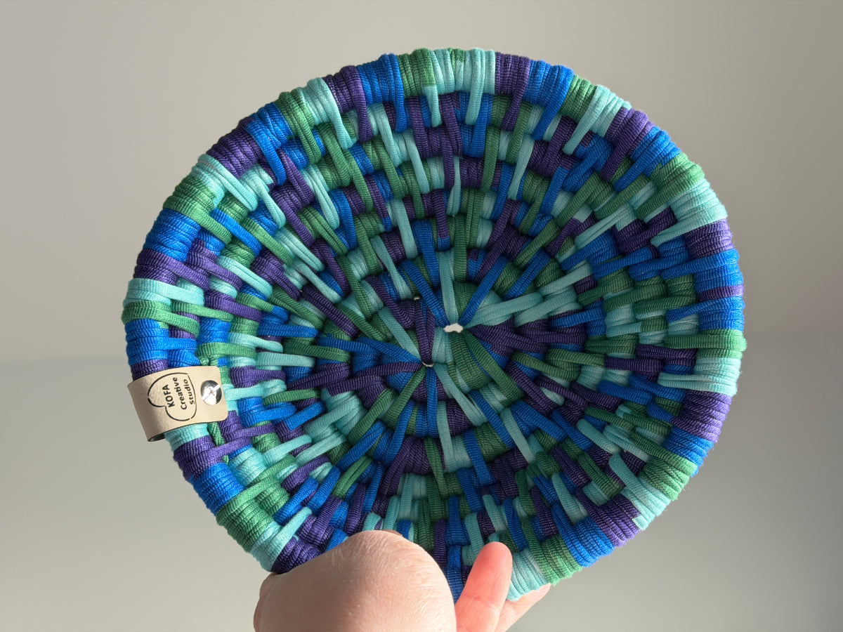 Large Bright Blue, Purple and Green Ecoweave Basket