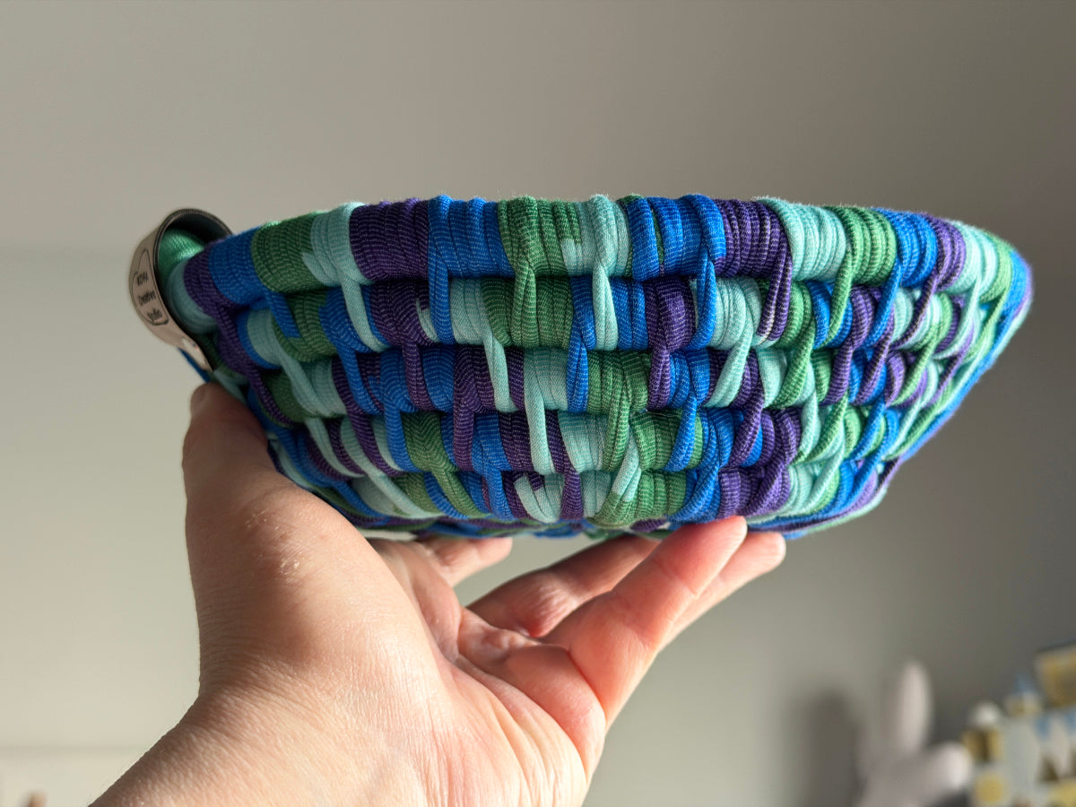Large Bright Blue, Purple and Green Ecoweave Basket