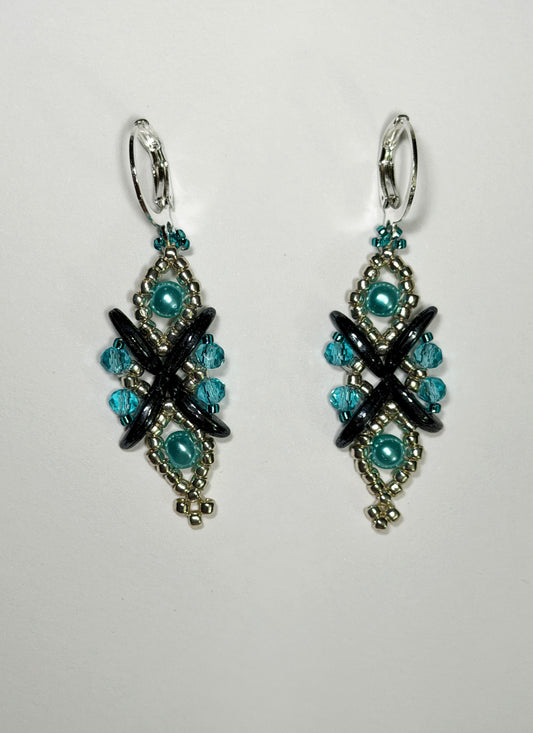 Abstract Blue Butterfly Leverback Earring