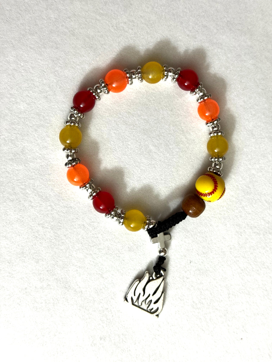Handcrafted Banana Ball Firefighter Prayer Bead Bracelet Fire Charm