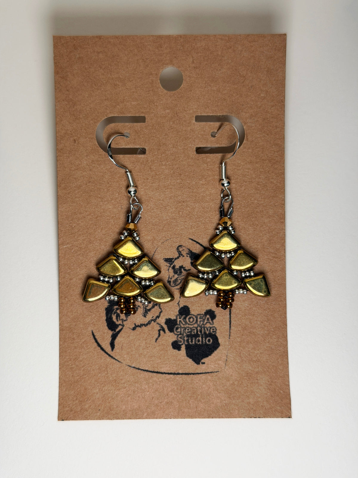 Glimmering Gold Tree Fishhook Earring