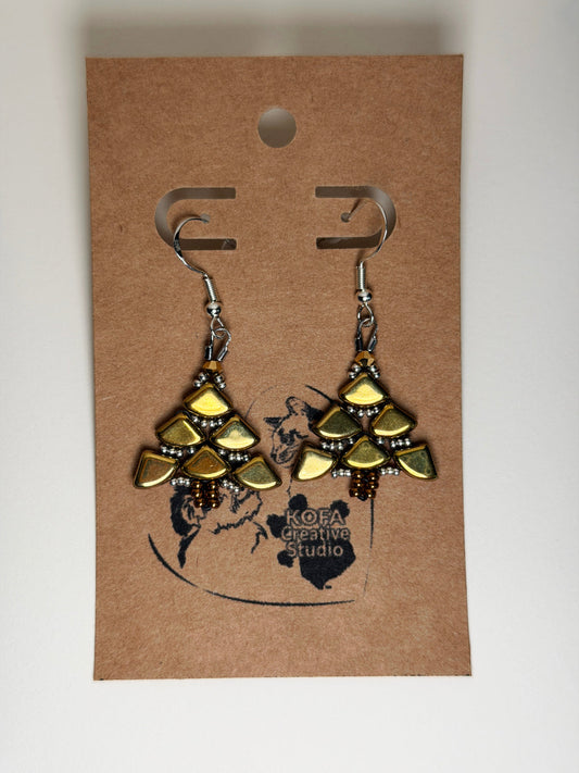 Glimmering Gold Tree Fishhook Earring