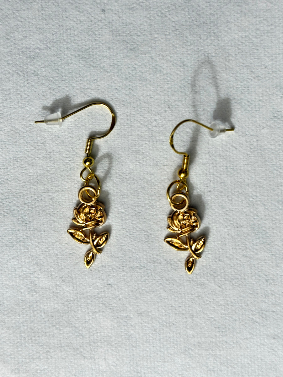 Pewter Rose Fishhook Earring
