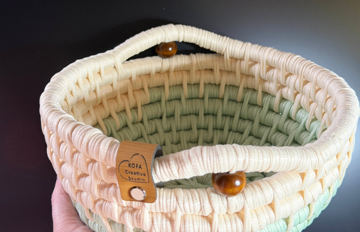 Premium Large Mint Cream Ecoweave Basket