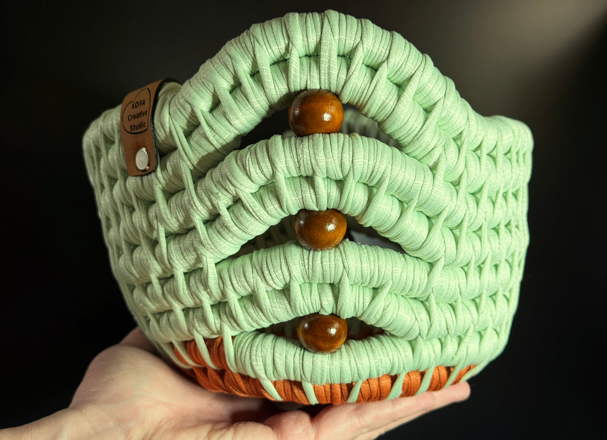 Premium Mint and Orange Ecoweave Basket