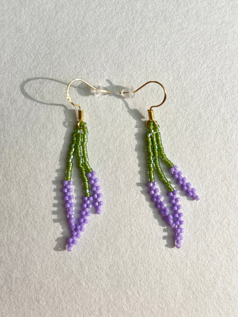 Summer Flowers Drop Style Fishhook Earring in Purple, Blue, Red, Pink or Rose Purple