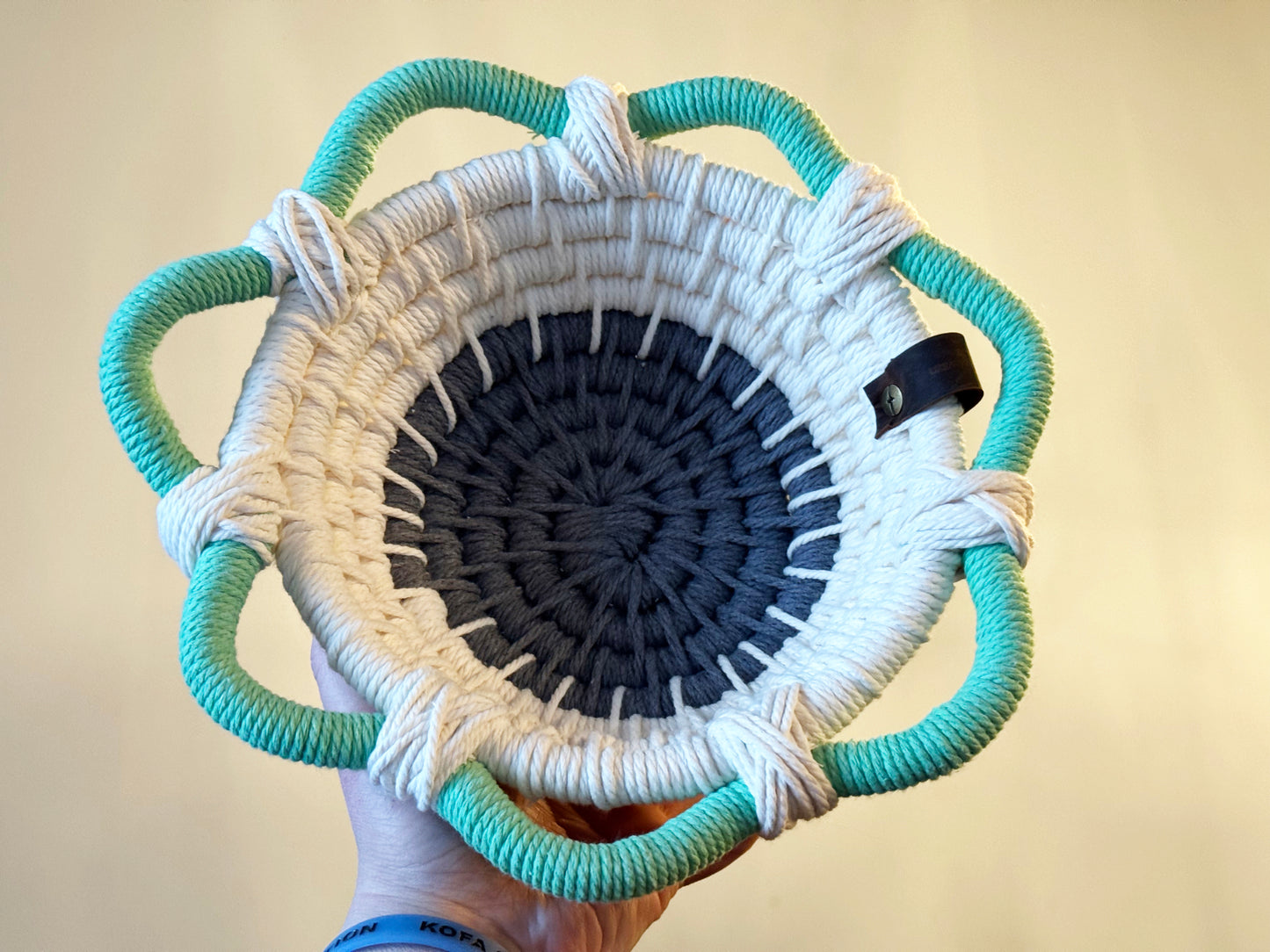 Ecoweave Tri-color Green, Grey and White Star Basket