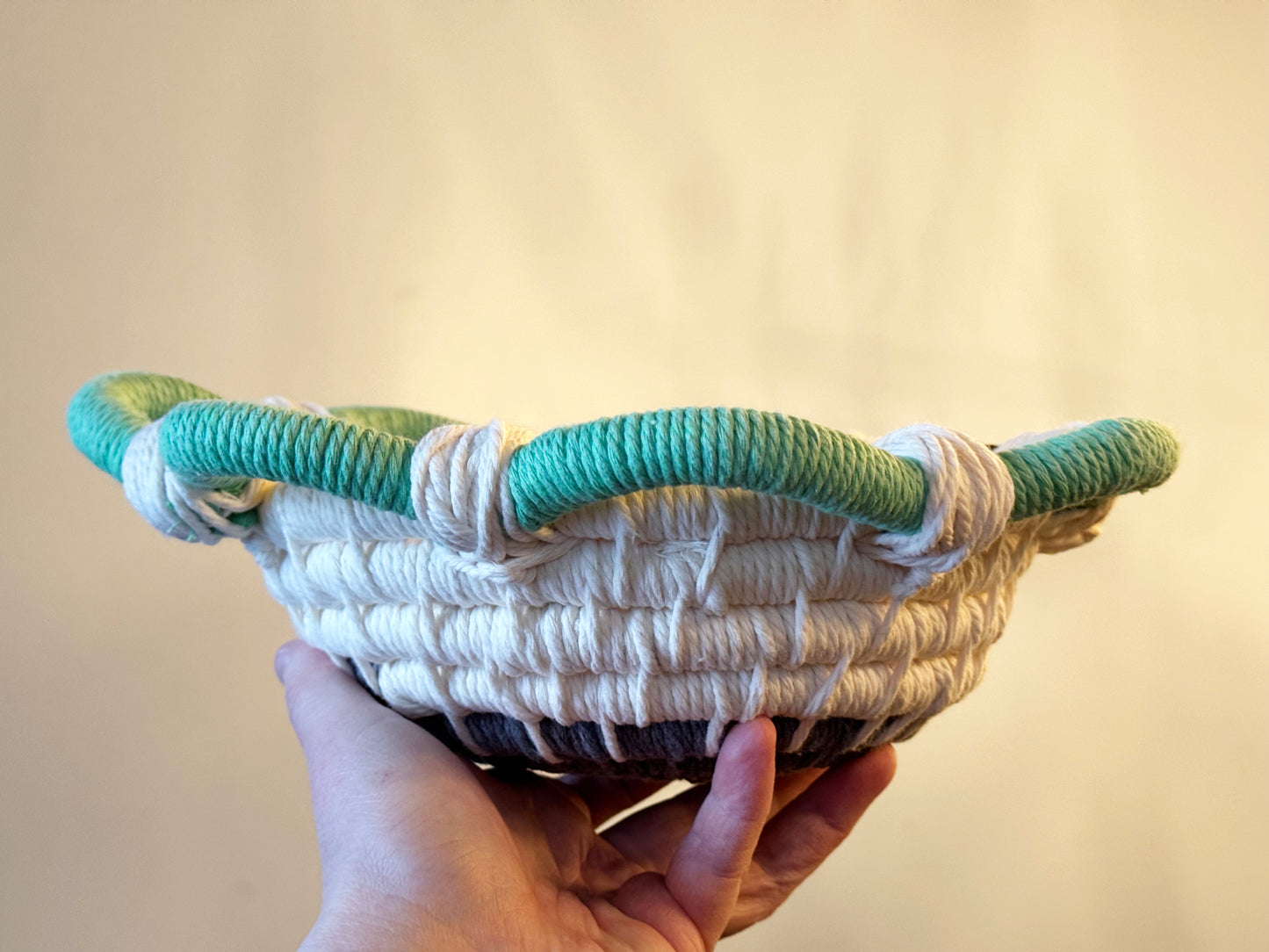 Ecoweave Tri-color Green, Grey and White Star Basket