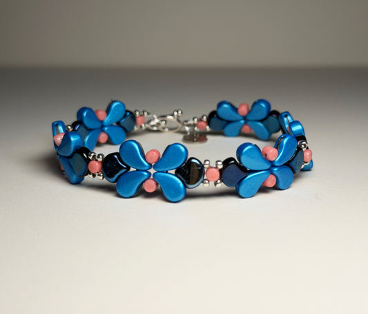 Vibrant Blue and Peach Paisley Bracelet
