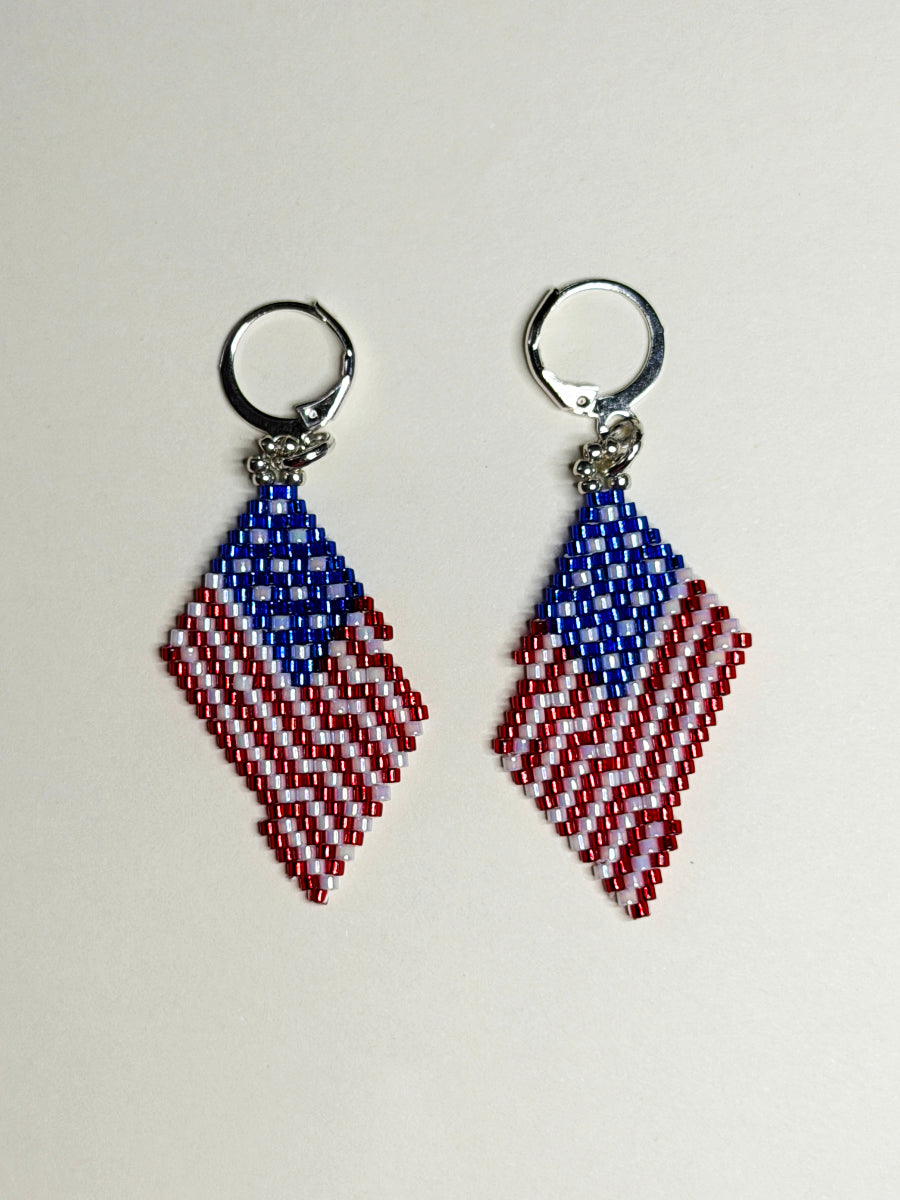 Patriotic Waving American Flag Leverback Earrings