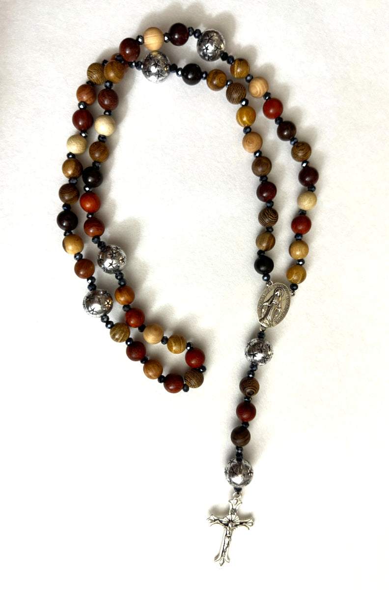 Handcrafted Wooden Bead Devotional Prayer Rosary