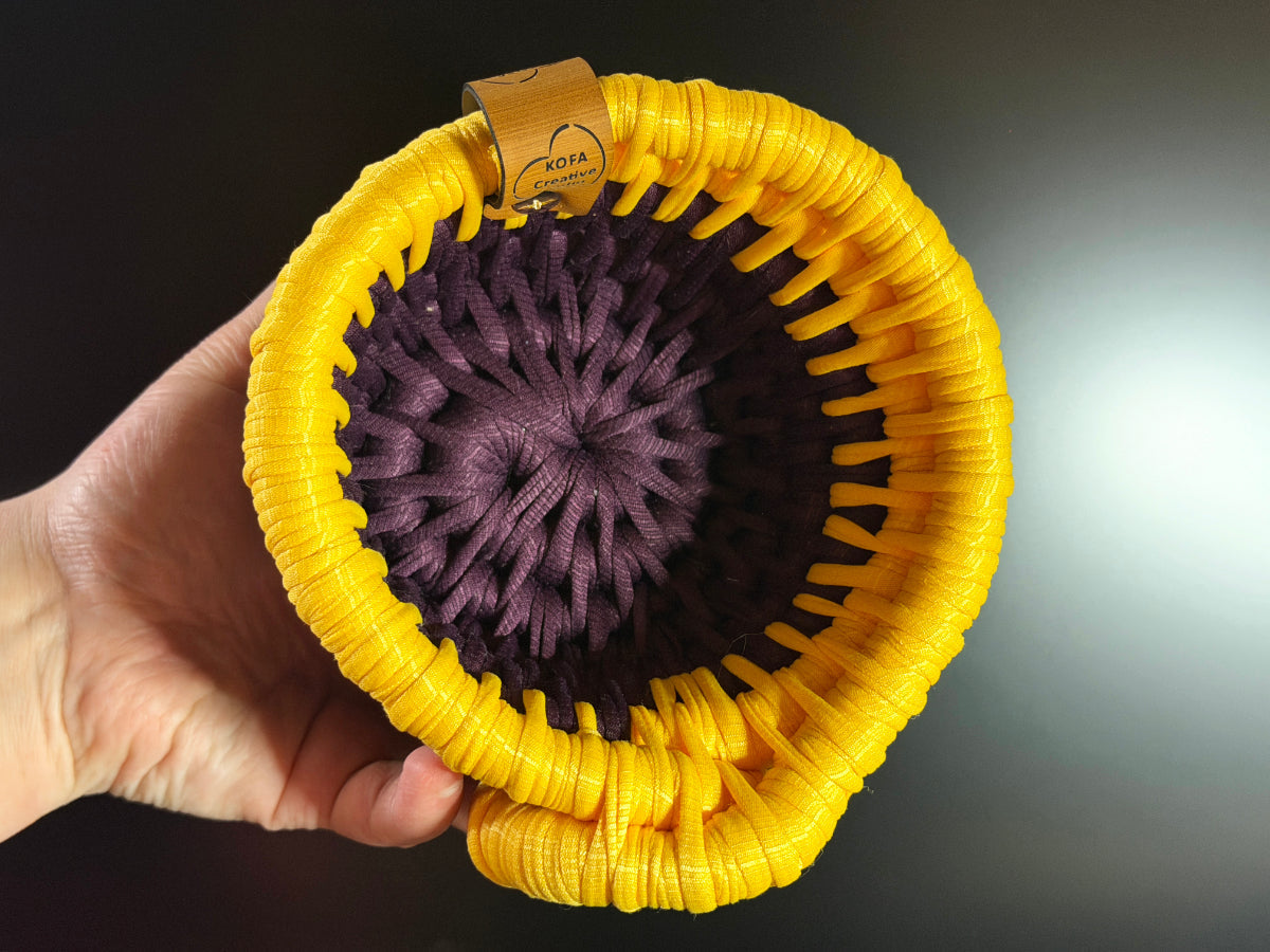 Premium Small Yellow and Purple Ecoweave Basket