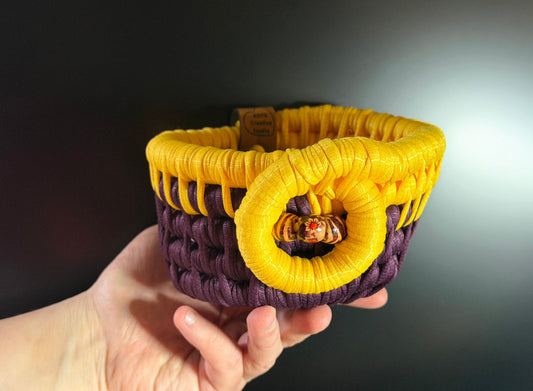 Premium Small Yellow and Purple Ecoweave Basket